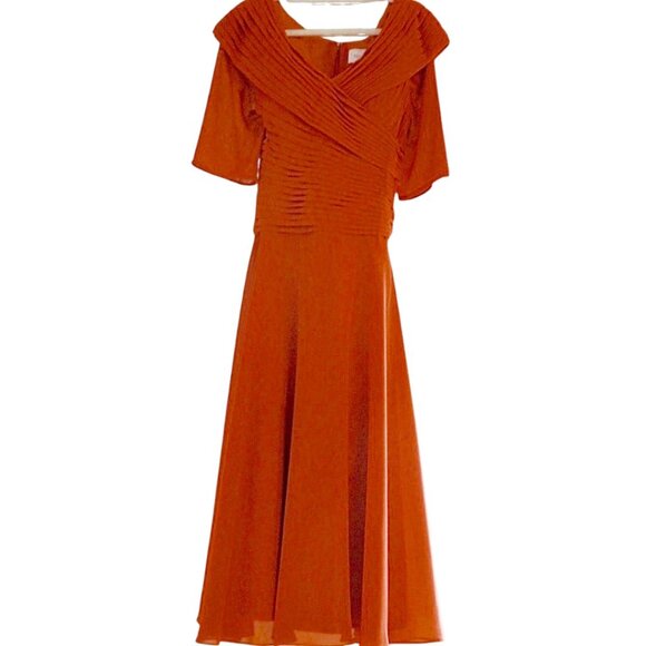 Rust Pleated Midi/Formal/Mother of the Bride Dress by STACEES – Size 12/14 - Picture 3 of 9
